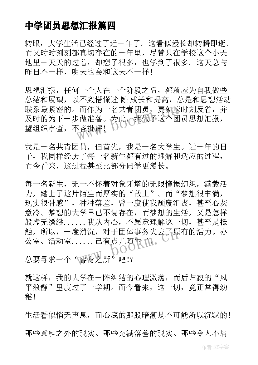 2023年中学团员思想汇报(模板5篇)