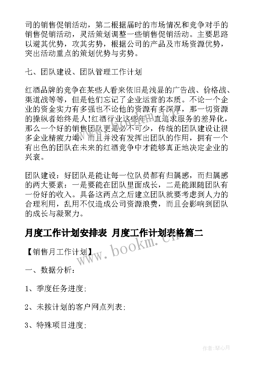 最新月度工作计划安排表 月度工作计划表格(精选5篇)