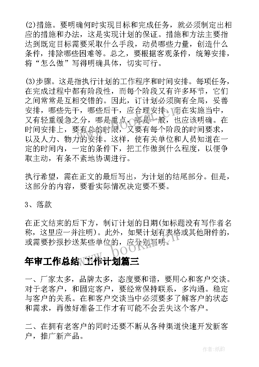 最新年审工作总结 工作计划(优质10篇)