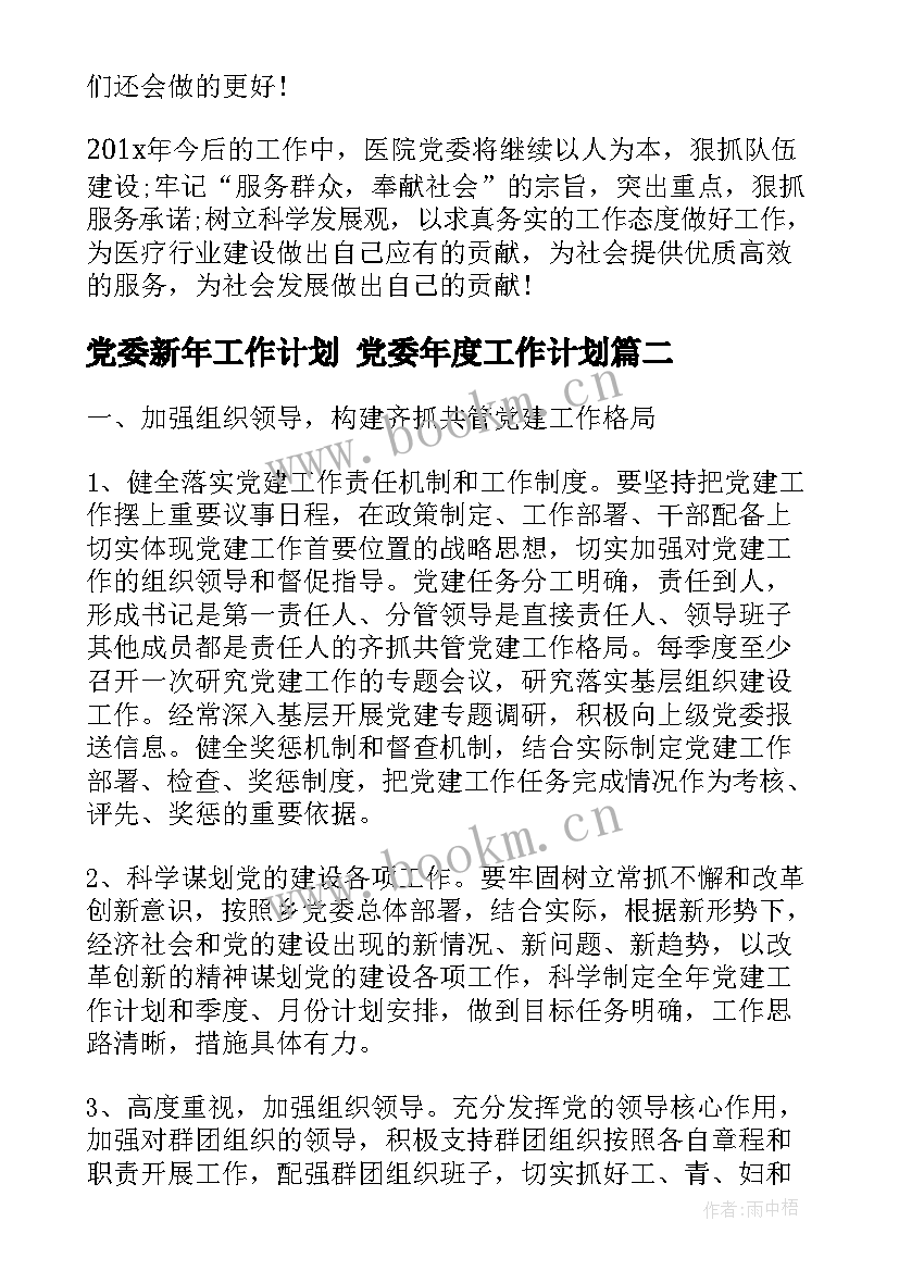 最新党委新年工作计划 党委年度工作计划(大全6篇)