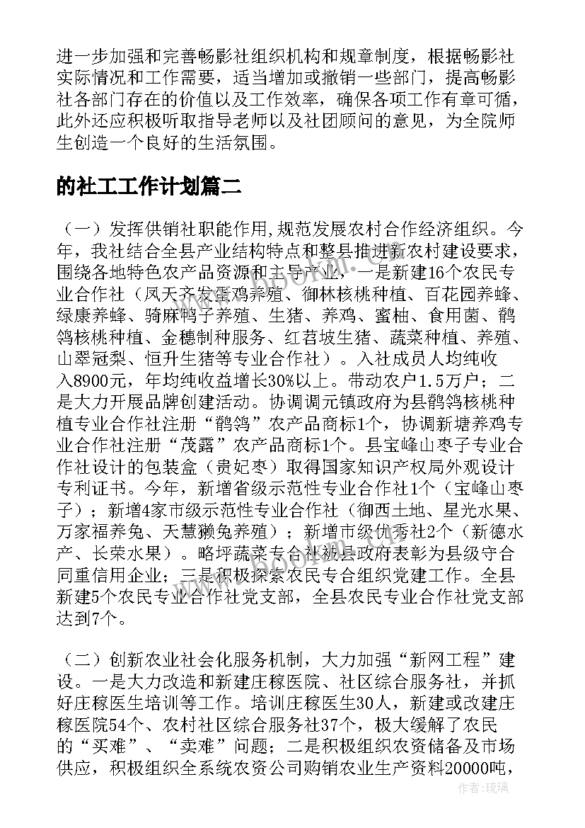 最新的社工工作计划(实用6篇)