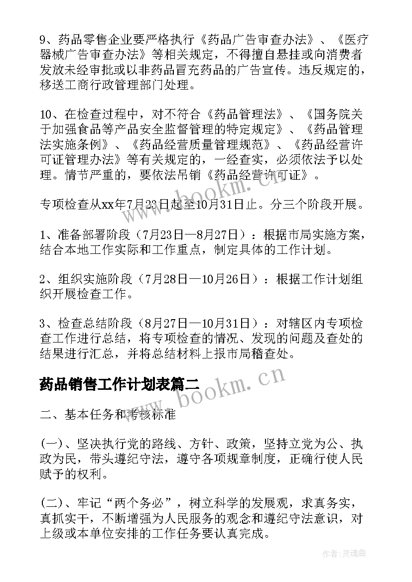 2023年药品销售工作计划表(模板7篇)