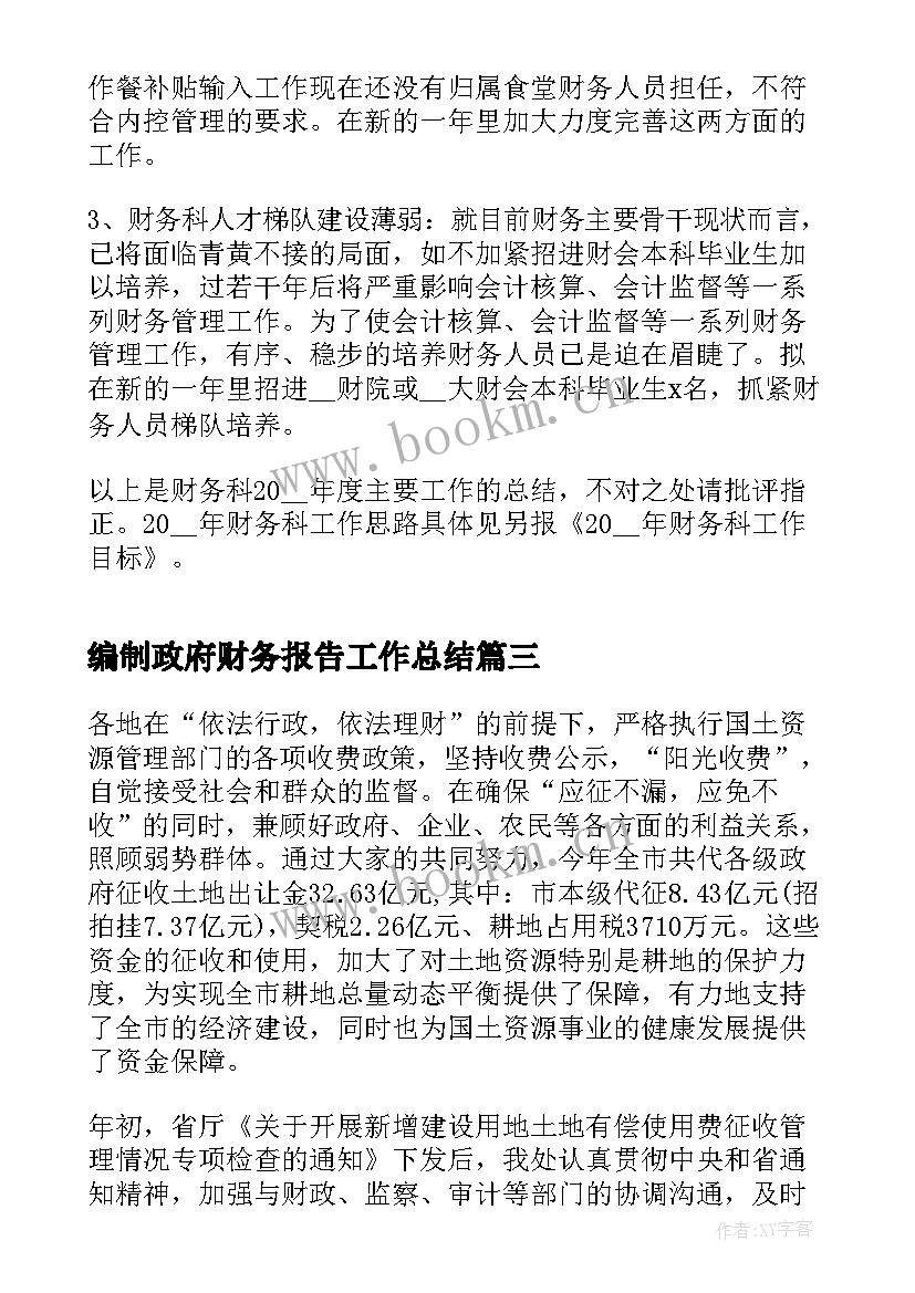 最新编制政府财务报告工作总结(精选8篇)