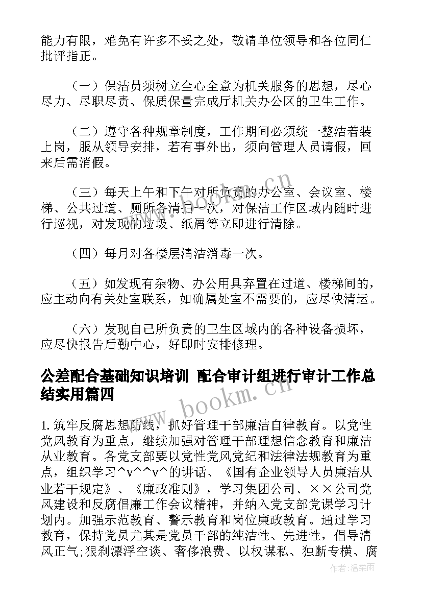 最新公差配合基础知识培训 配合审计组进行审计工作总结(优质8篇)