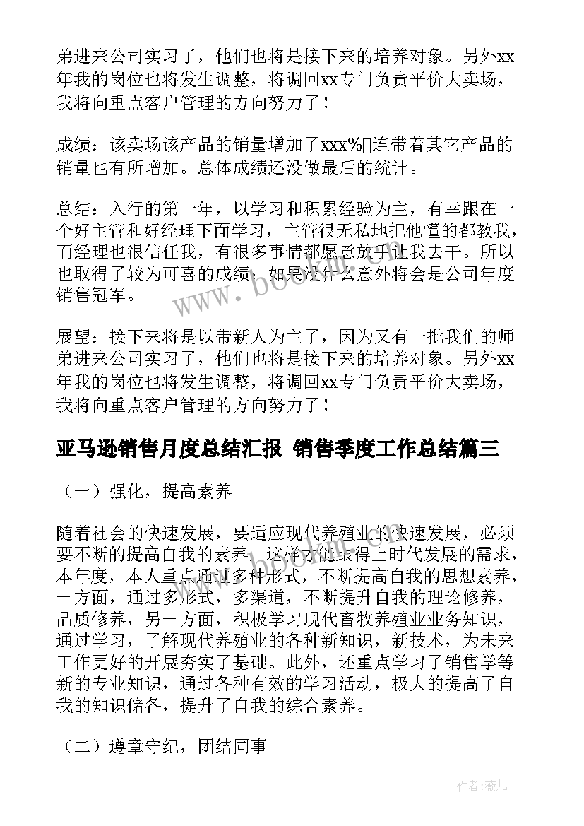 2023年亚马逊销售月度总结汇报 销售季度工作总结(实用7篇)