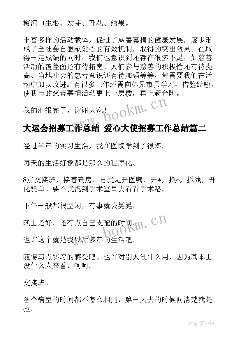 2023年大运会招募工作总结 爱心大使招募工作总结(汇总5篇)