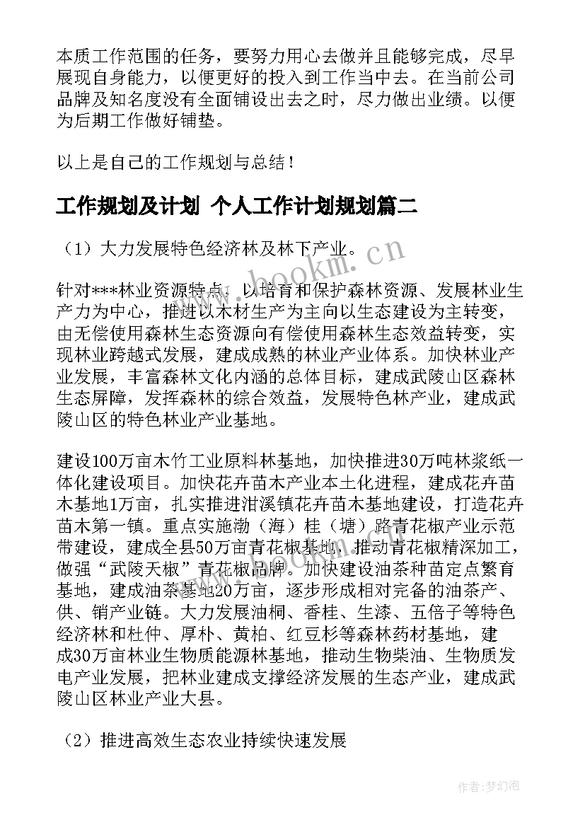 工作规划及计划 个人工作计划规划(模板7篇)