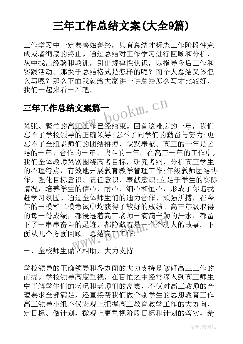 三年工作总结文案(大全9篇)