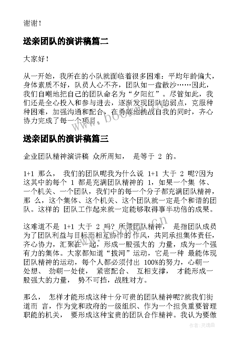 2023年送亲团队的演讲稿 团队精神演讲稿(实用6篇)