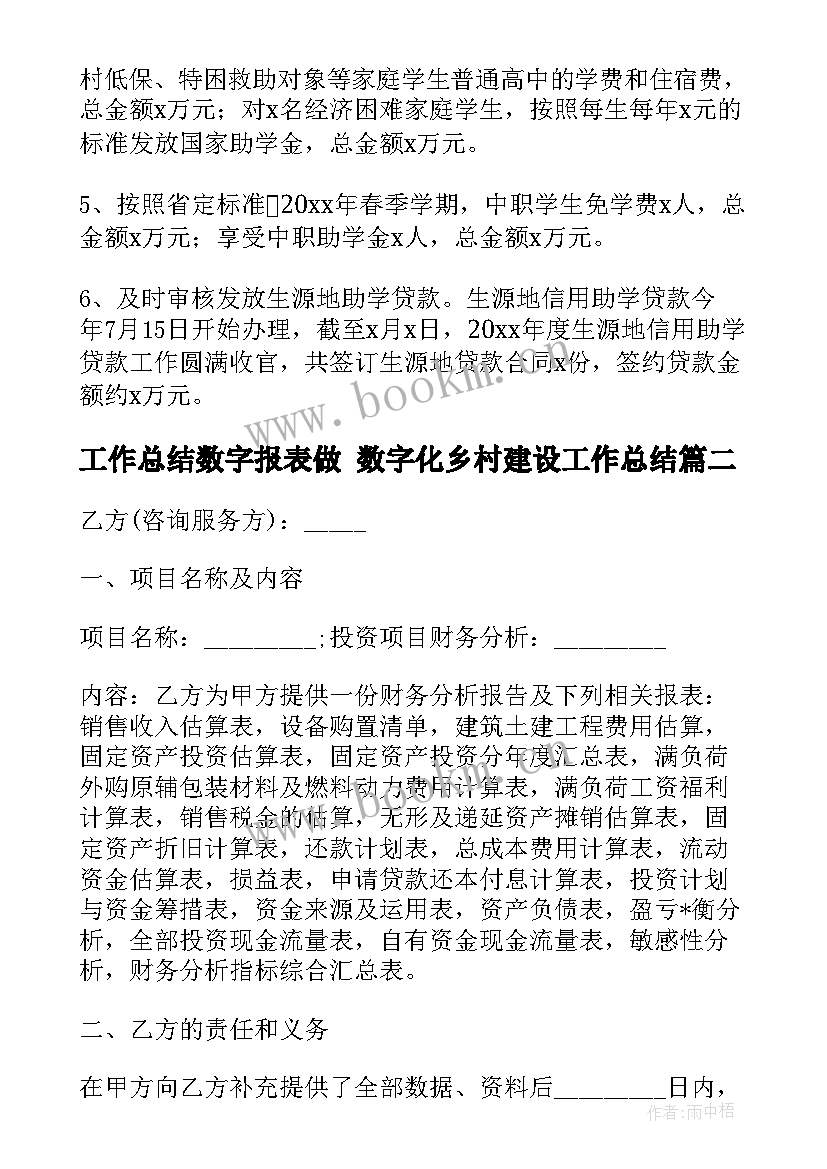 工作总结数字报表做 数字化乡村建设工作总结(汇总7篇)