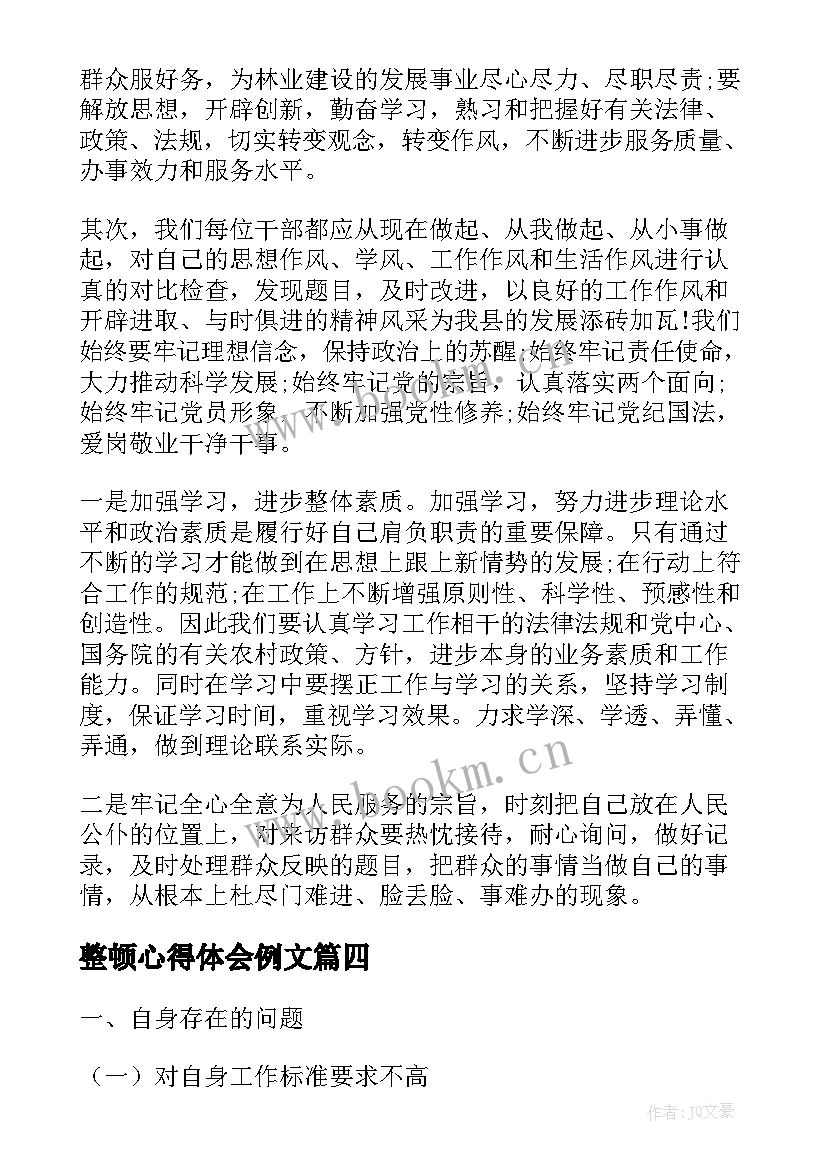 最新整顿心得体会例文(通用7篇)