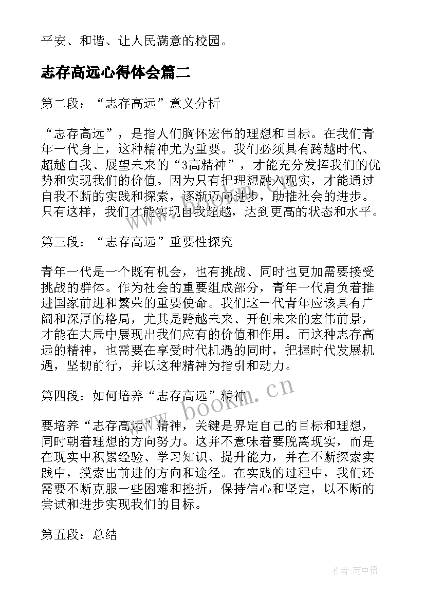 2023年志存高远心得体会 心得体会(优秀6篇)