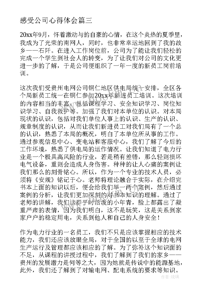 最新感受公司心得体会(汇总5篇)