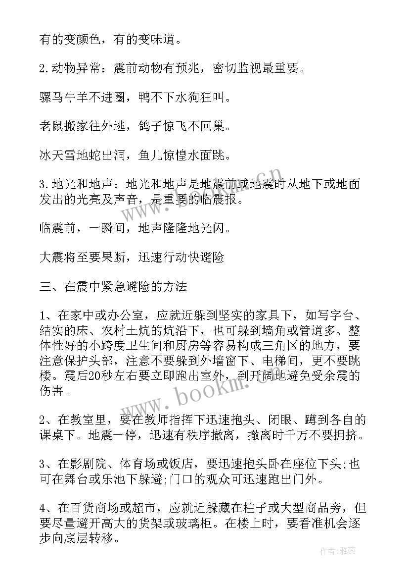 最新防震防火班会总结反思 防震减灾班会(模板6篇)