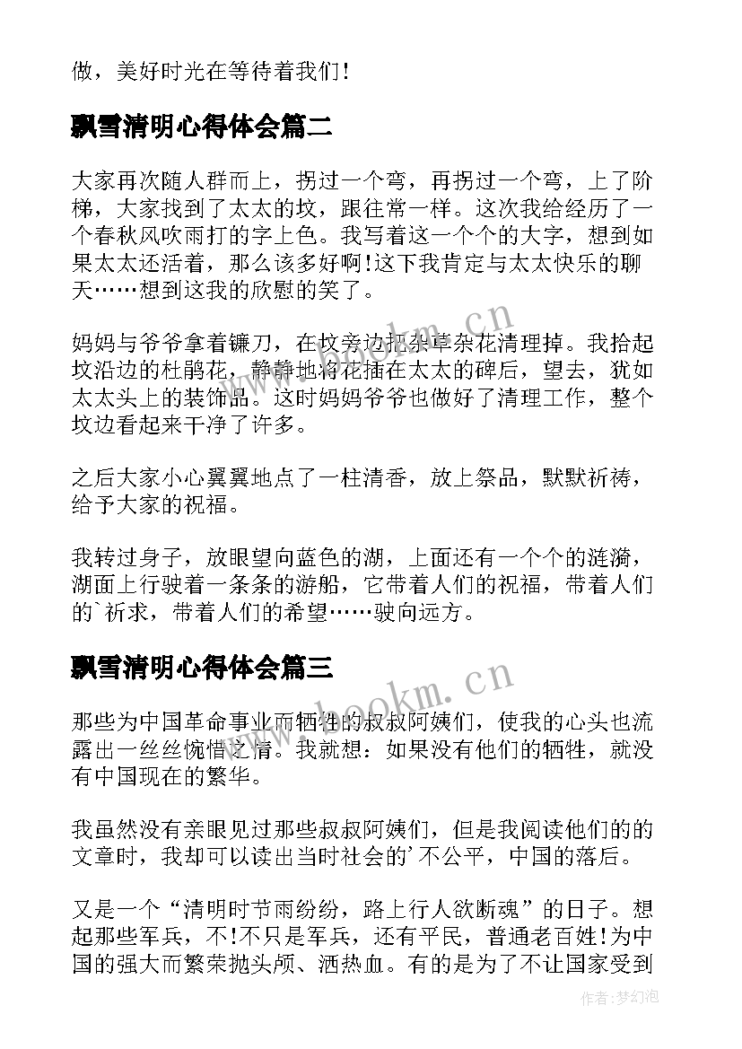 2023年飘雪清明心得体会(实用5篇)