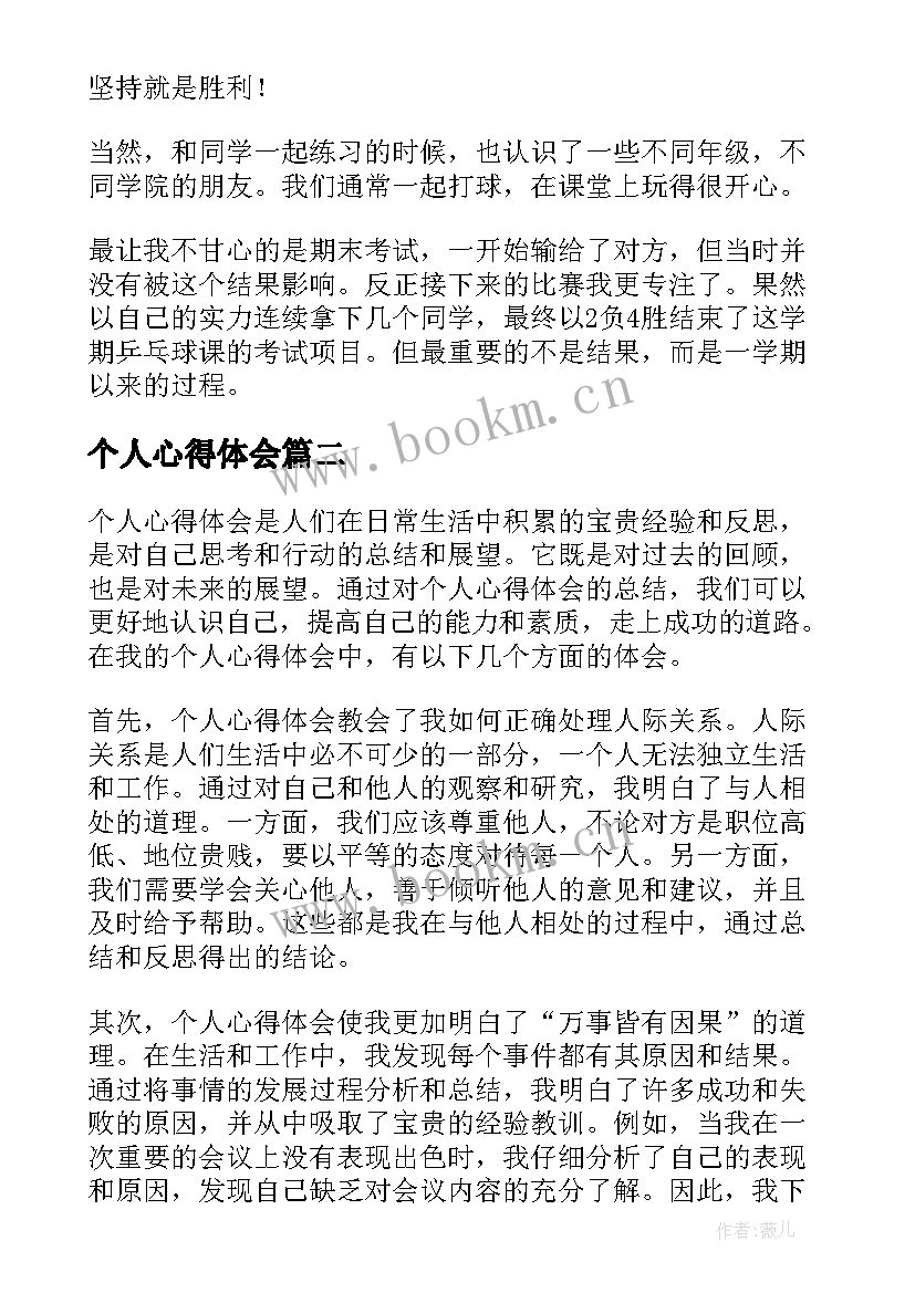 2023年个人心得体会(优秀9篇)