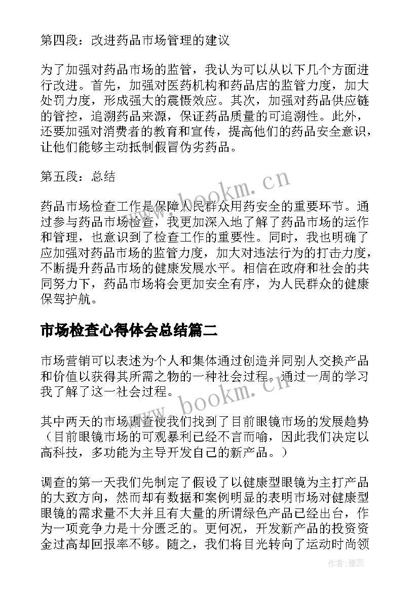 市场检查心得体会总结(大全8篇)