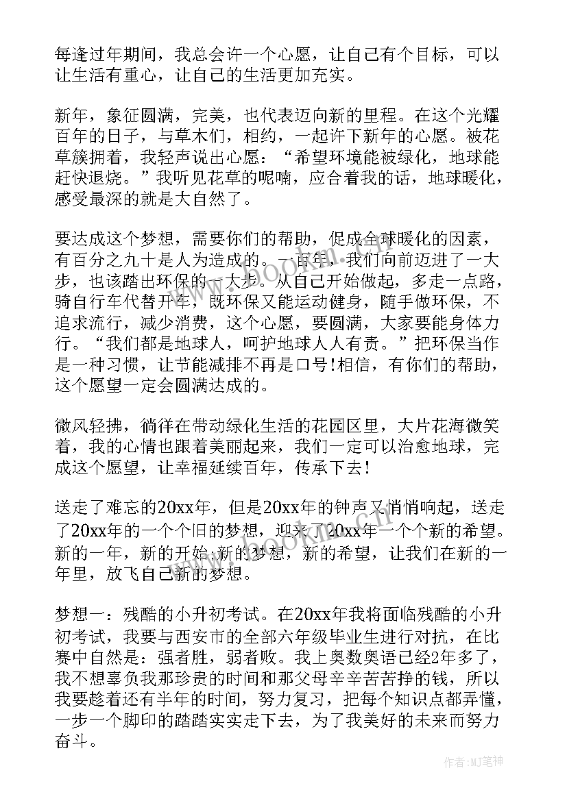 最新新年梦想心得体会 新年梦想(优质8篇)