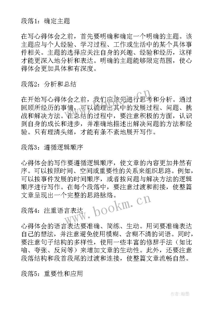 2023年心得体会格式 心得体会胡格式(模板6篇)