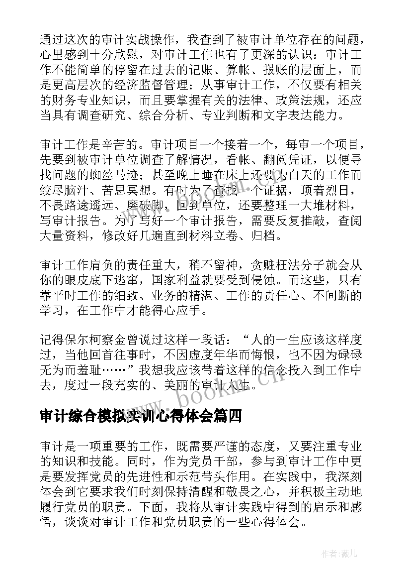 2023年审计综合模拟实训心得体会 审计实习心得体会(实用5篇)