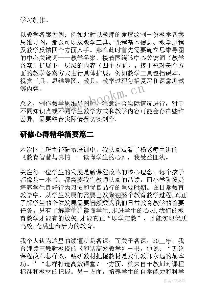 研修心得精华摘要(模板8篇)