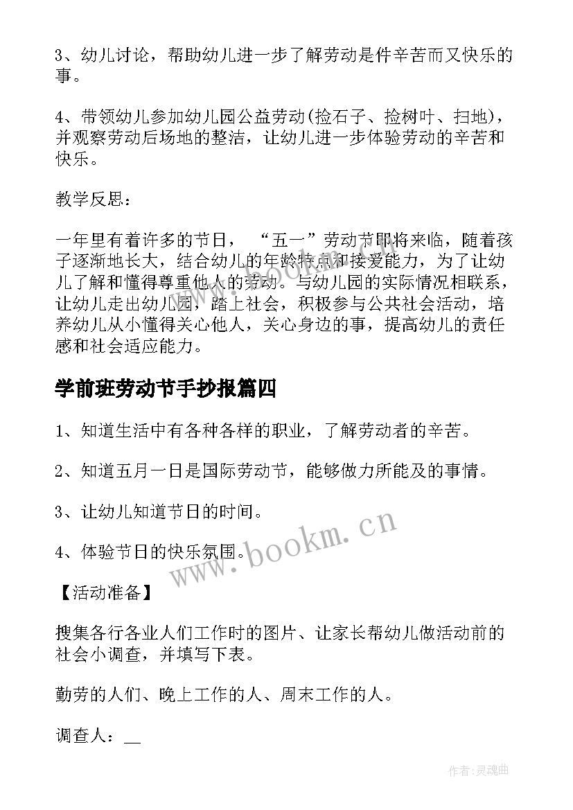 2023年学前班劳动节手抄报(汇总6篇)