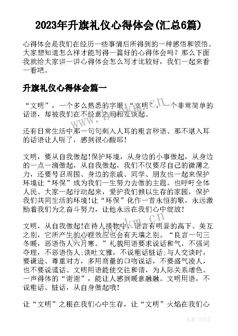 2023年升旗礼仪心得体会(汇总6篇)