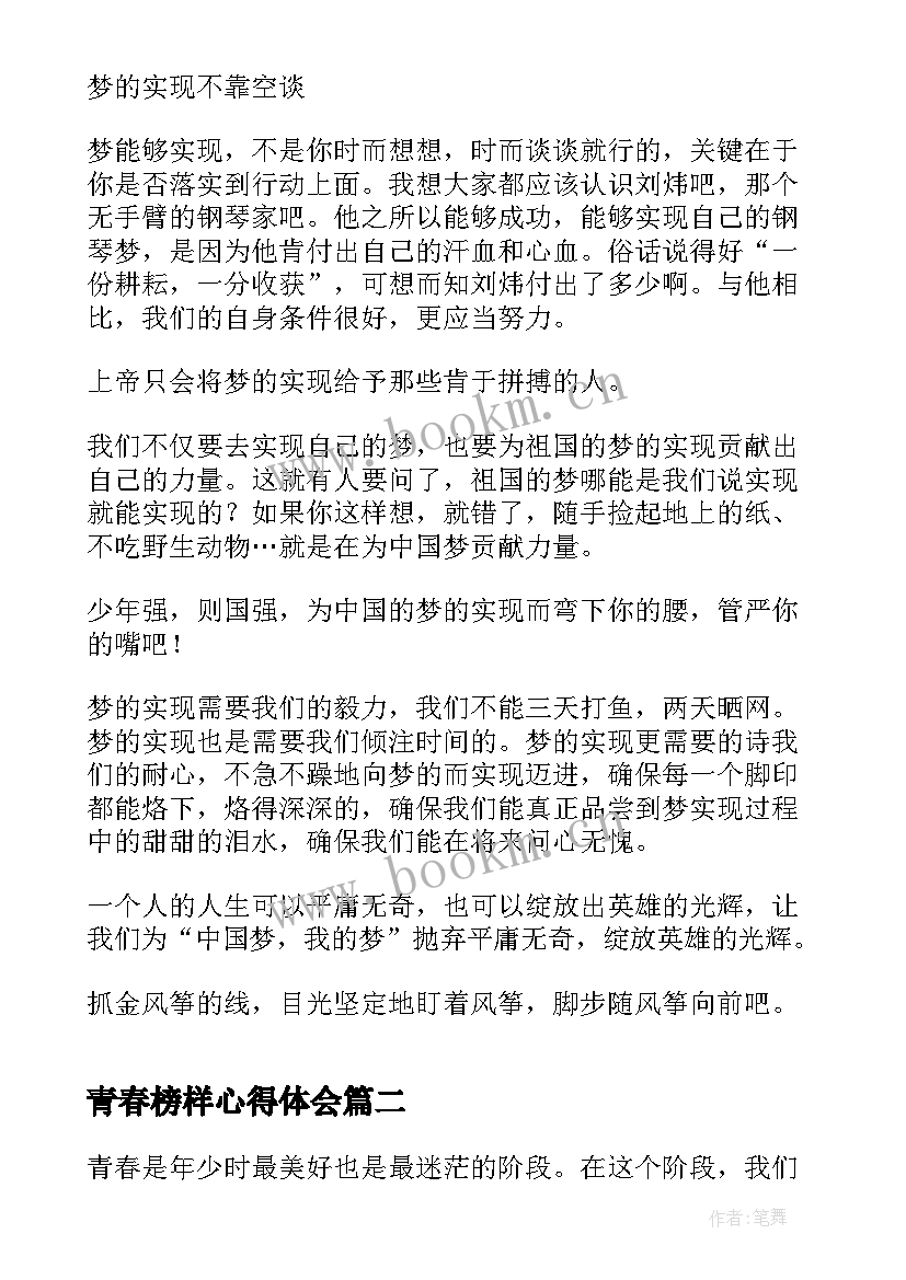 最新青春榜样心得体会(通用8篇)