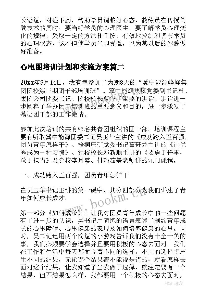 心电图培训计划和实施方案 培训心得体会(优质6篇)