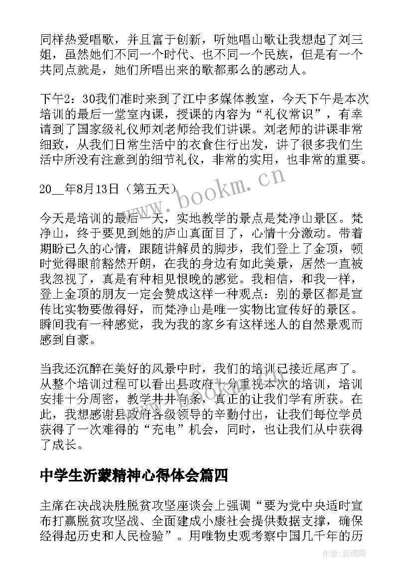 最新中学生沂蒙精神心得体会(精选5篇)