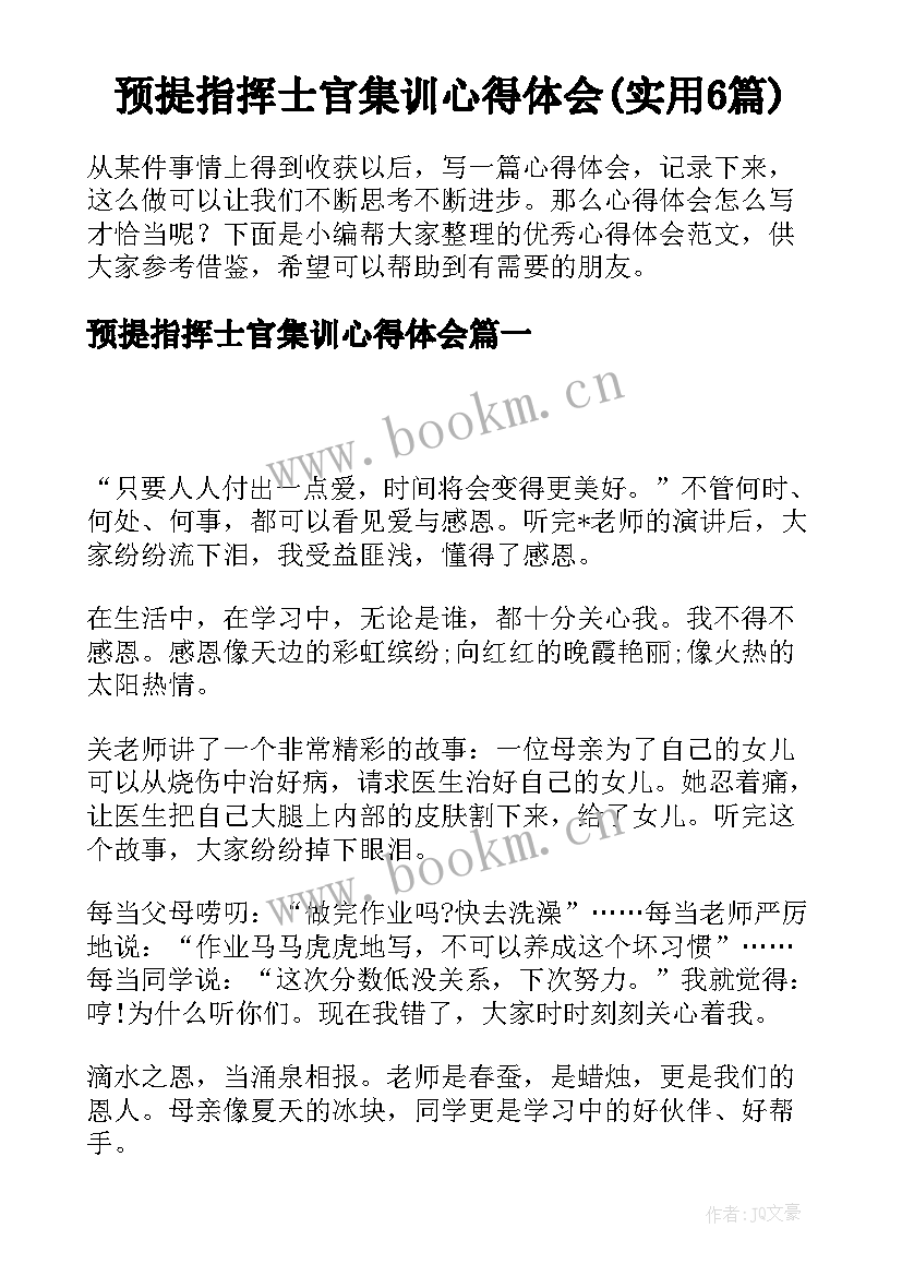 预提指挥士官集训心得体会(实用6篇)