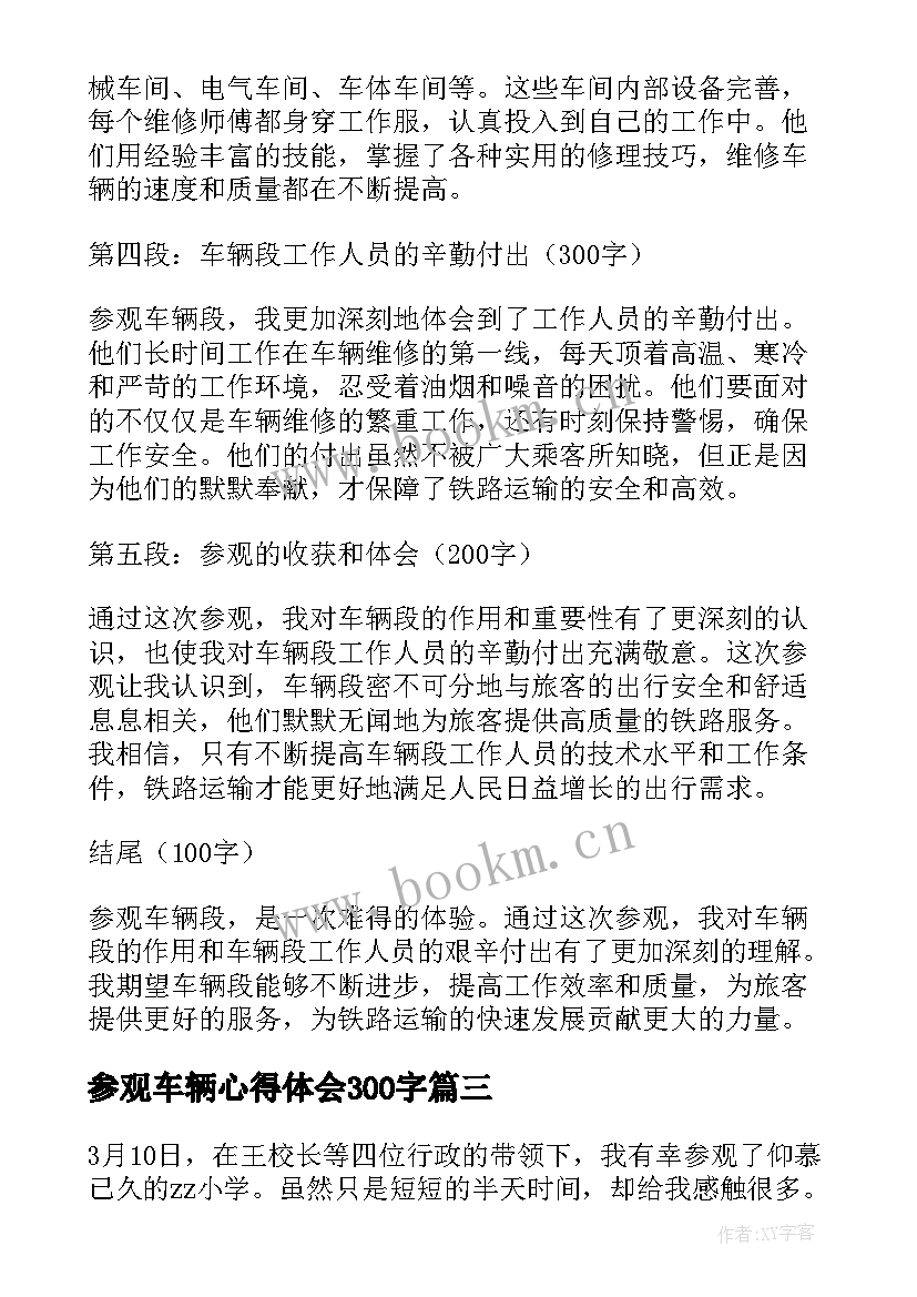 最新参观车辆心得体会300字(实用8篇)