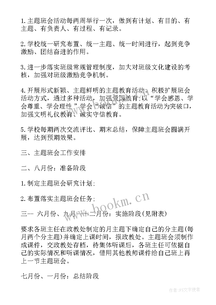 小学梦想班会设计方案 小学班会计划(精选7篇)