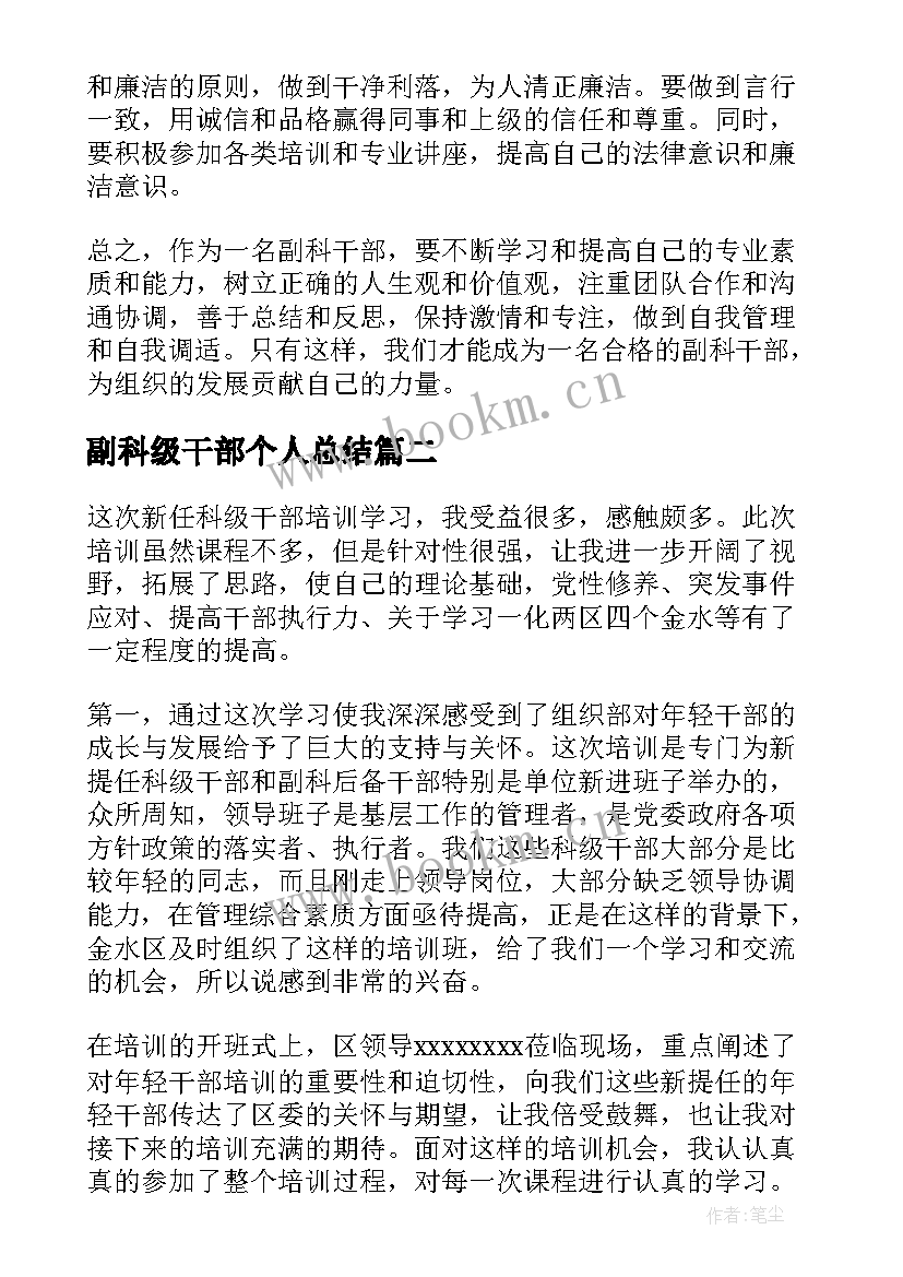 最新副科级干部个人总结 副科干部十九心得体会(模板8篇)