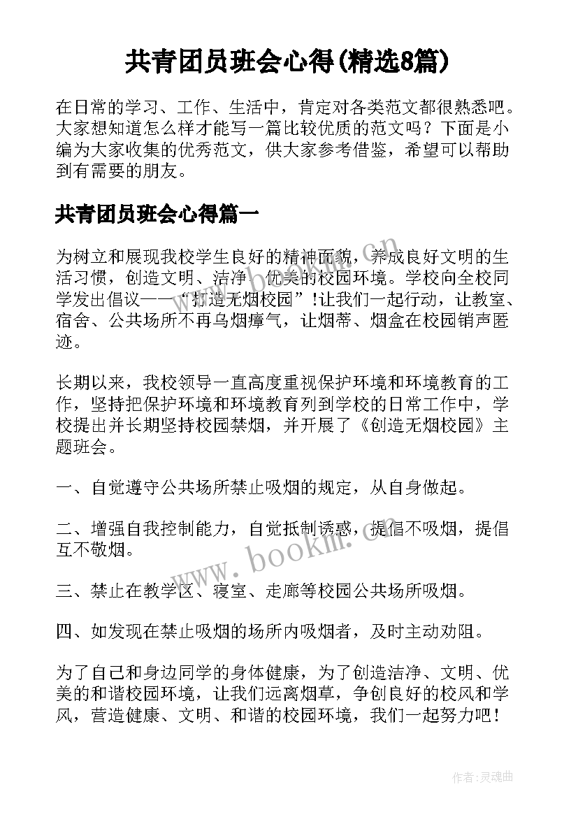 共青团员班会心得(精选8篇)