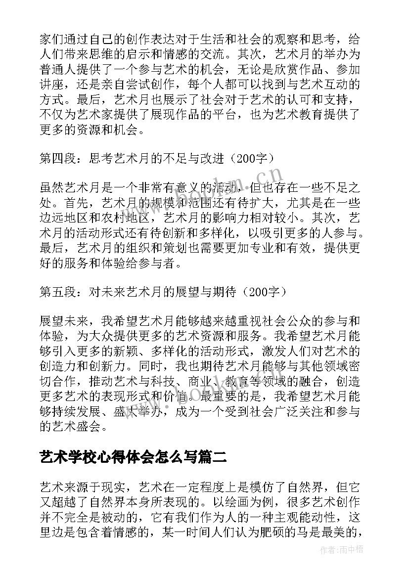 最新艺术学校心得体会怎么写(大全9篇)