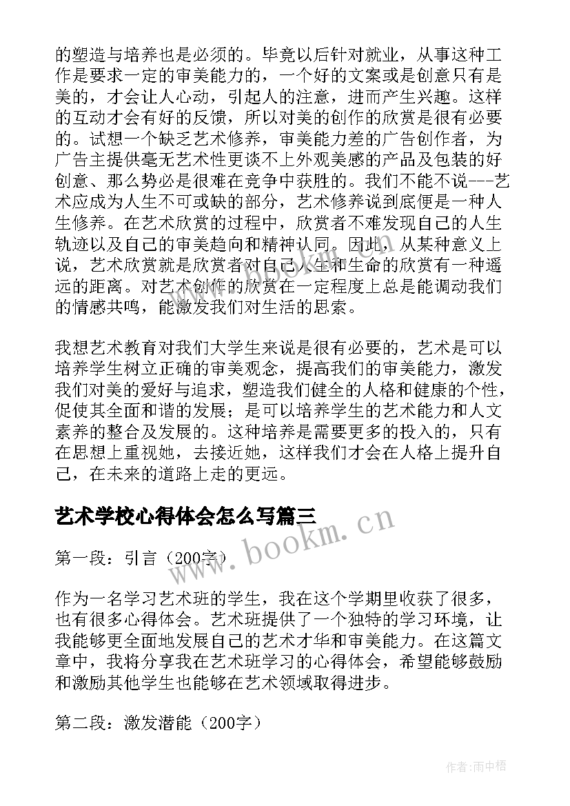 最新艺术学校心得体会怎么写(大全9篇)