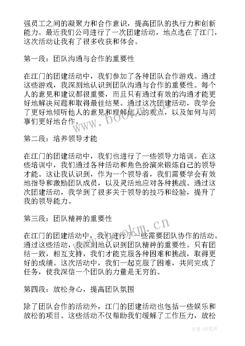 最新团建心得体会短篇(精选6篇)