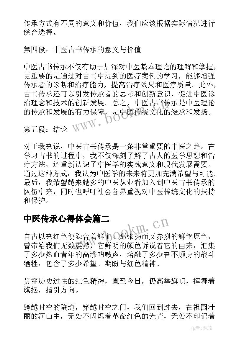 2023年中医传承心得体会(模板7篇)