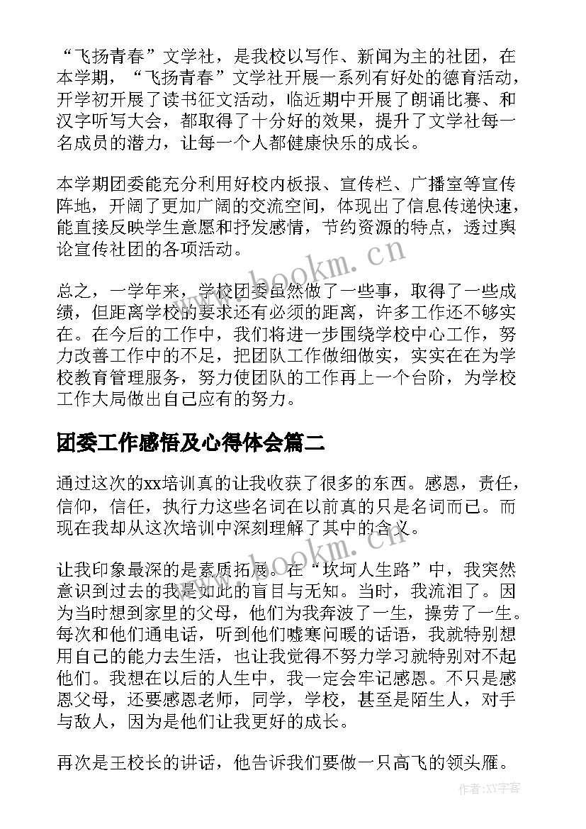 团委工作感悟及心得体会(精选5篇)