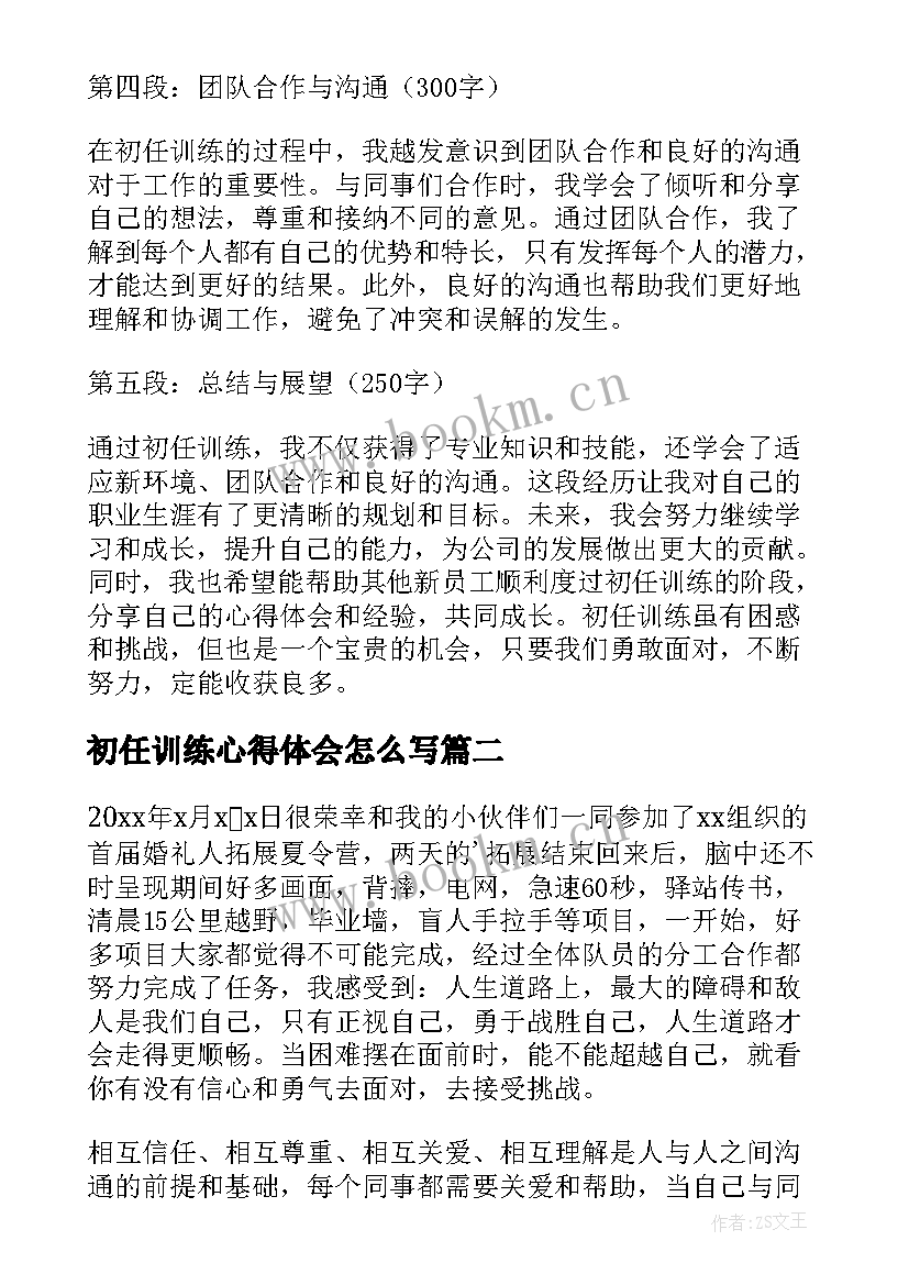 最新初任训练心得体会怎么写(优秀6篇)