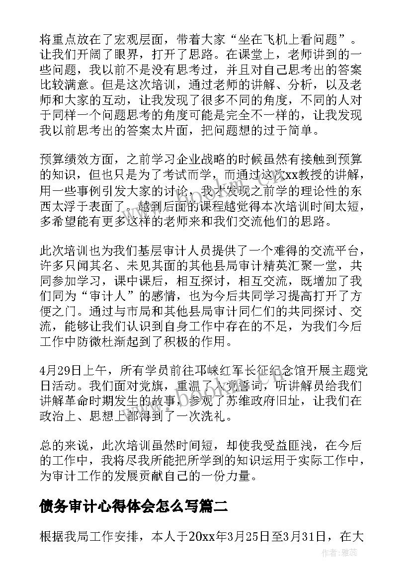 最新债务审计心得体会怎么写(汇总8篇)