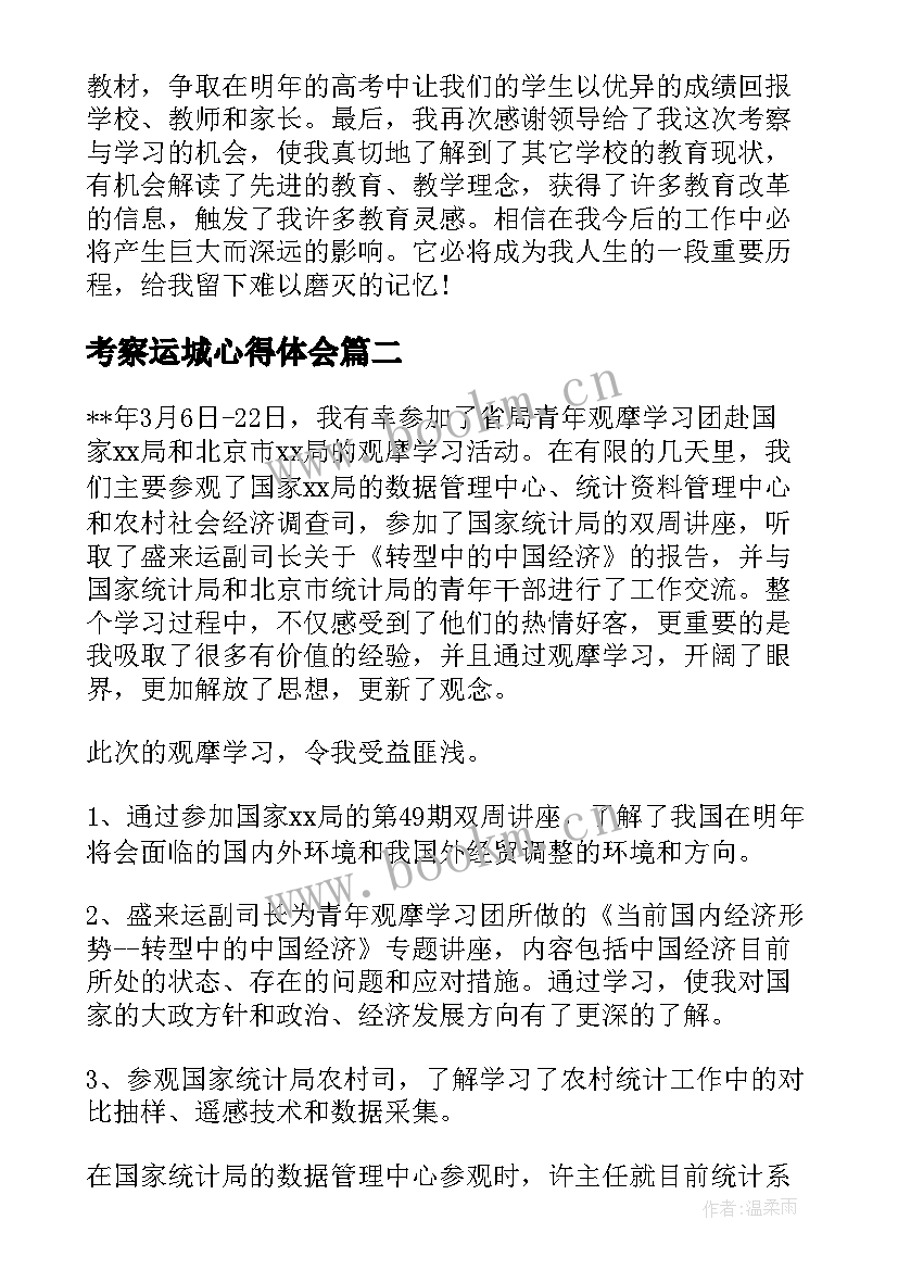 2023年考察运城心得体会(实用8篇)