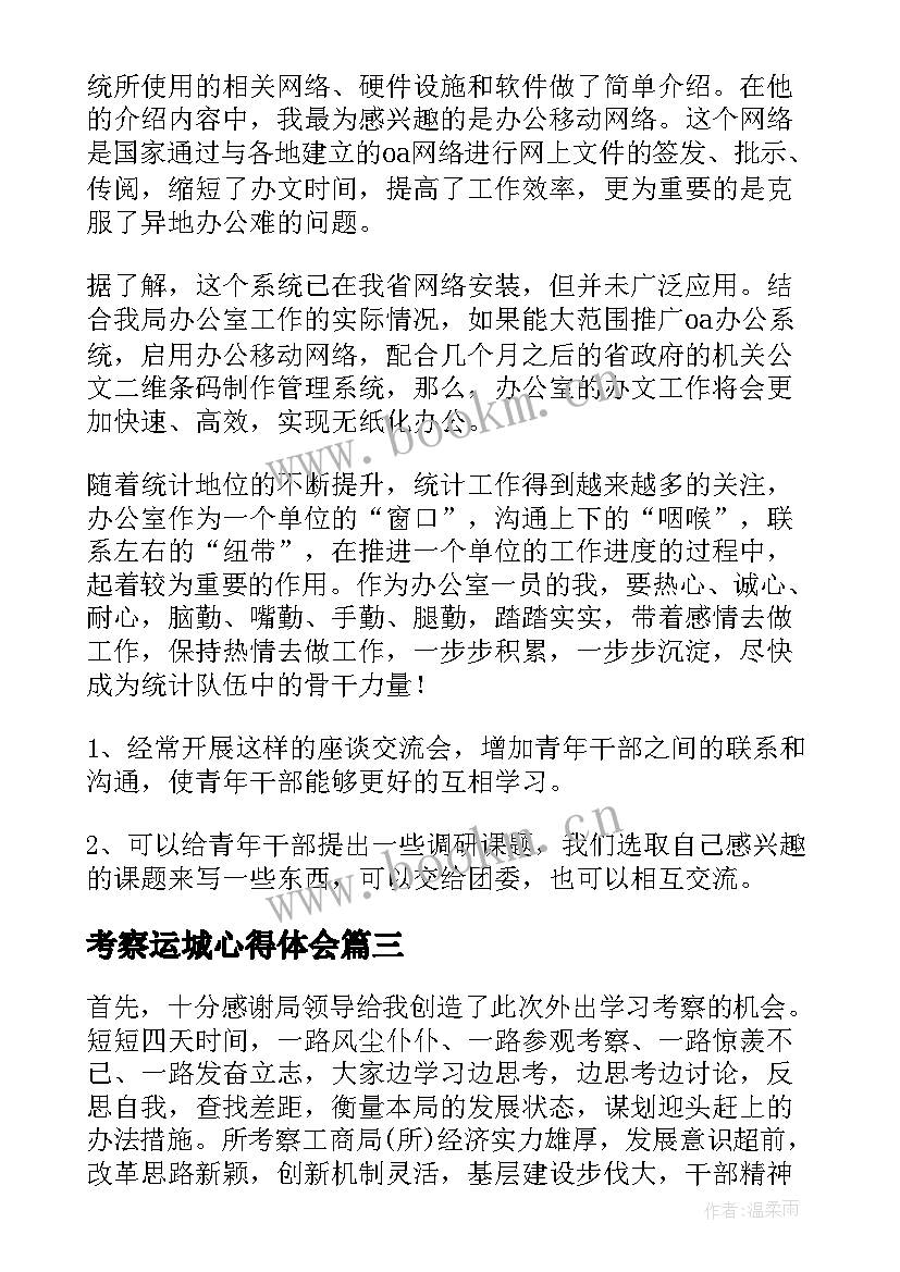 2023年考察运城心得体会(实用8篇)