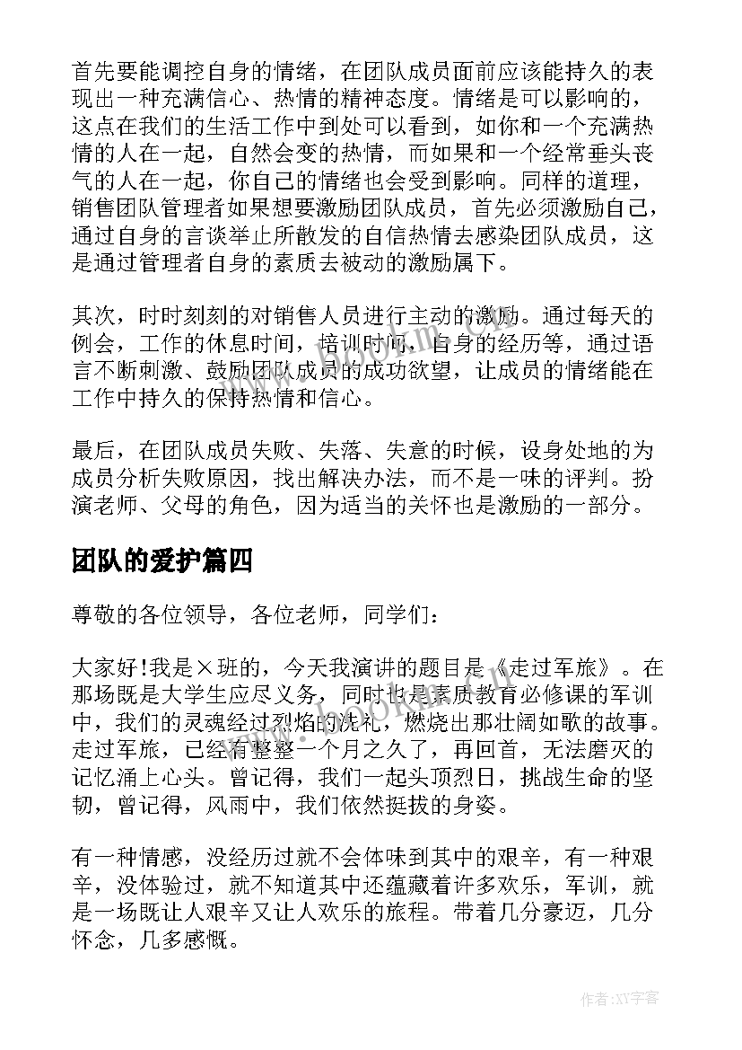 团队的爱护 团队建设心得体会(实用7篇)