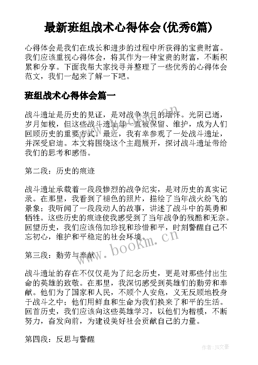 最新班组战术心得体会(优秀6篇)