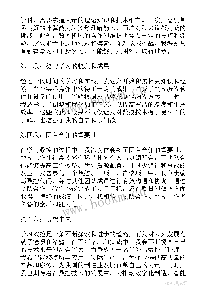 2023年数控心得200字(优质5篇)