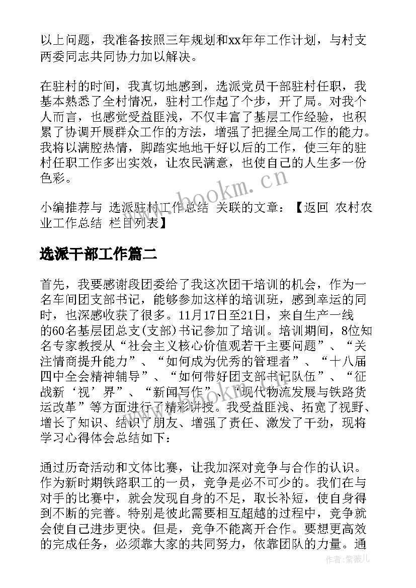 选派干部工作 驻村干部选派工作总结(通用9篇)