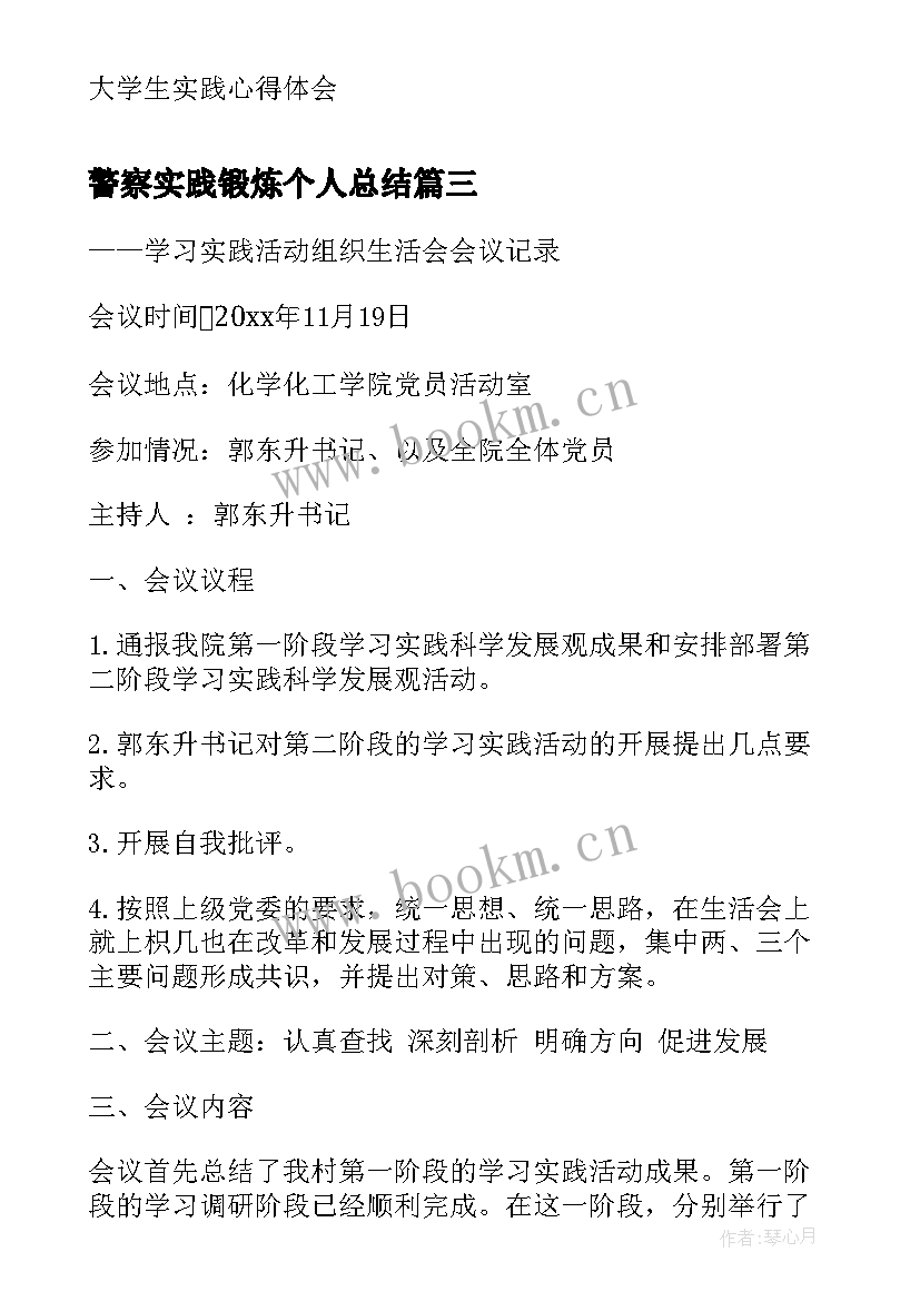 2023年警察实践锻炼个人总结(精选10篇)