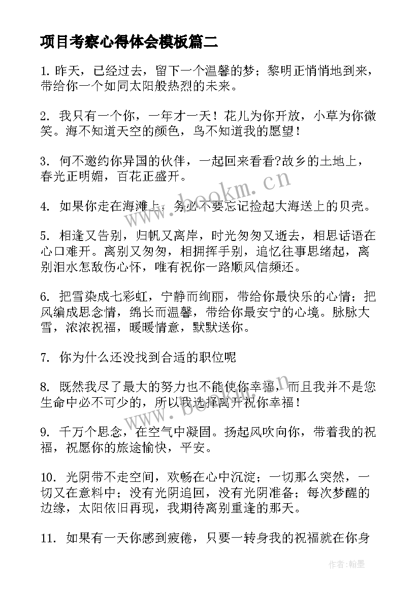 2023年项目考察心得体会模板(优质8篇)